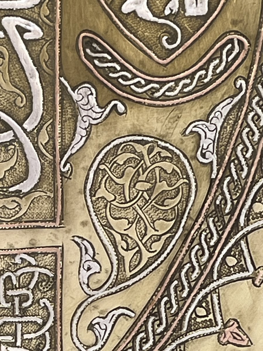 Plateau de cérémonie orientale de grande qualité en cuivre et argent, XIXe siècle, Iran Syrie-photo-1