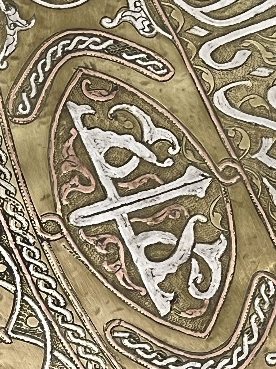 Plateau de cérémonie orientale de grande qualité en cuivre et argent, XIXe siècle, Iran Syrie-photo-2