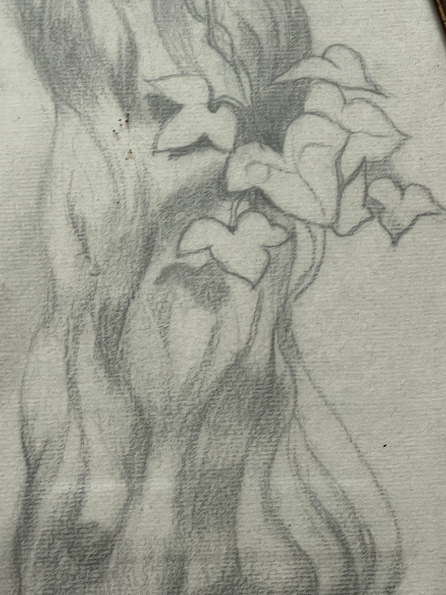 Dessin original représentant le portrait d'une jeune femme, bien fait, presque art nouveau-photo-3