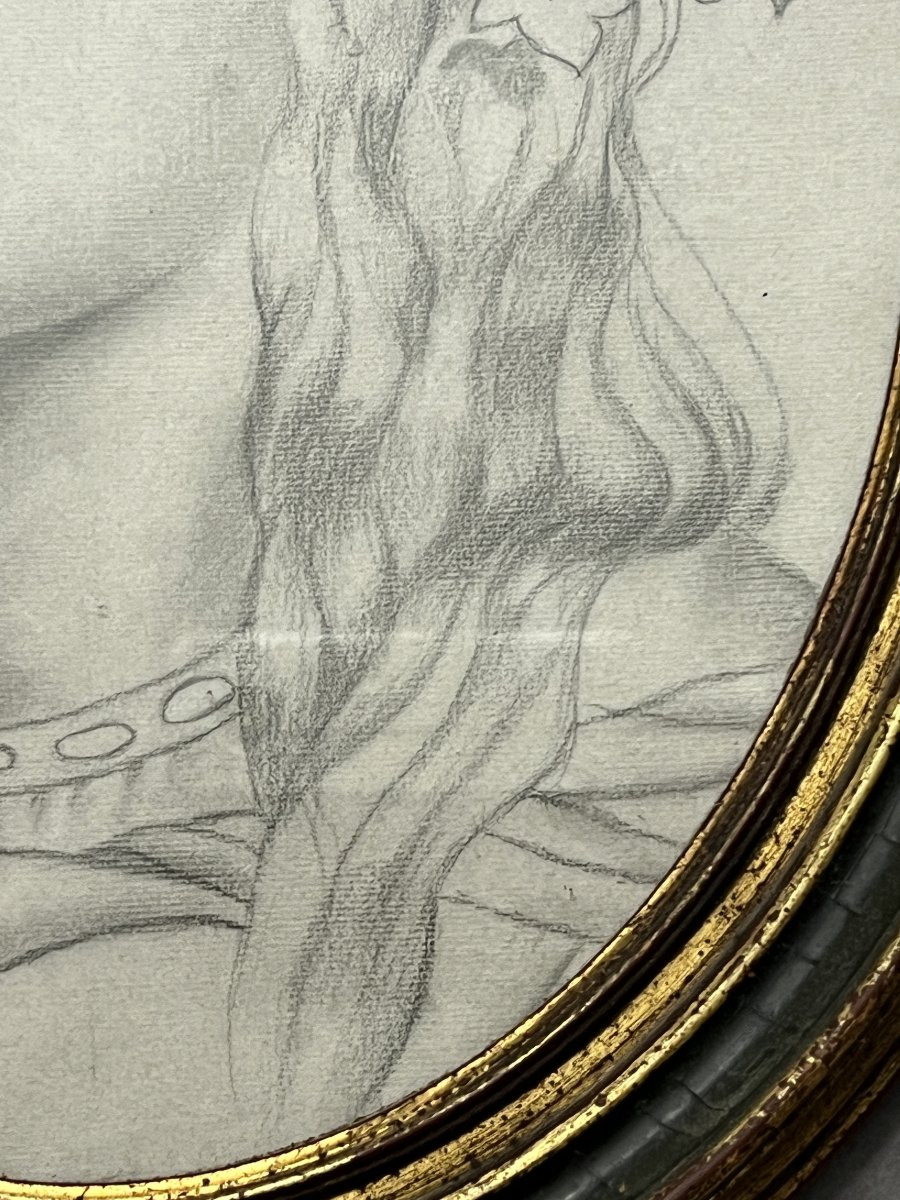 Dessin original représentant le portrait d'une jeune femme, bien fait, presque art nouveau-photo-4