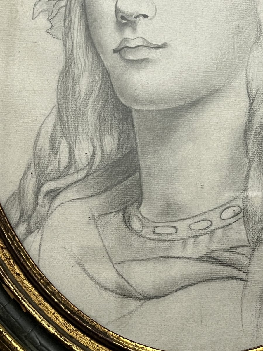Dessin original représentant le portrait d'une jeune femme, bien fait, presque art nouveau-photo-5