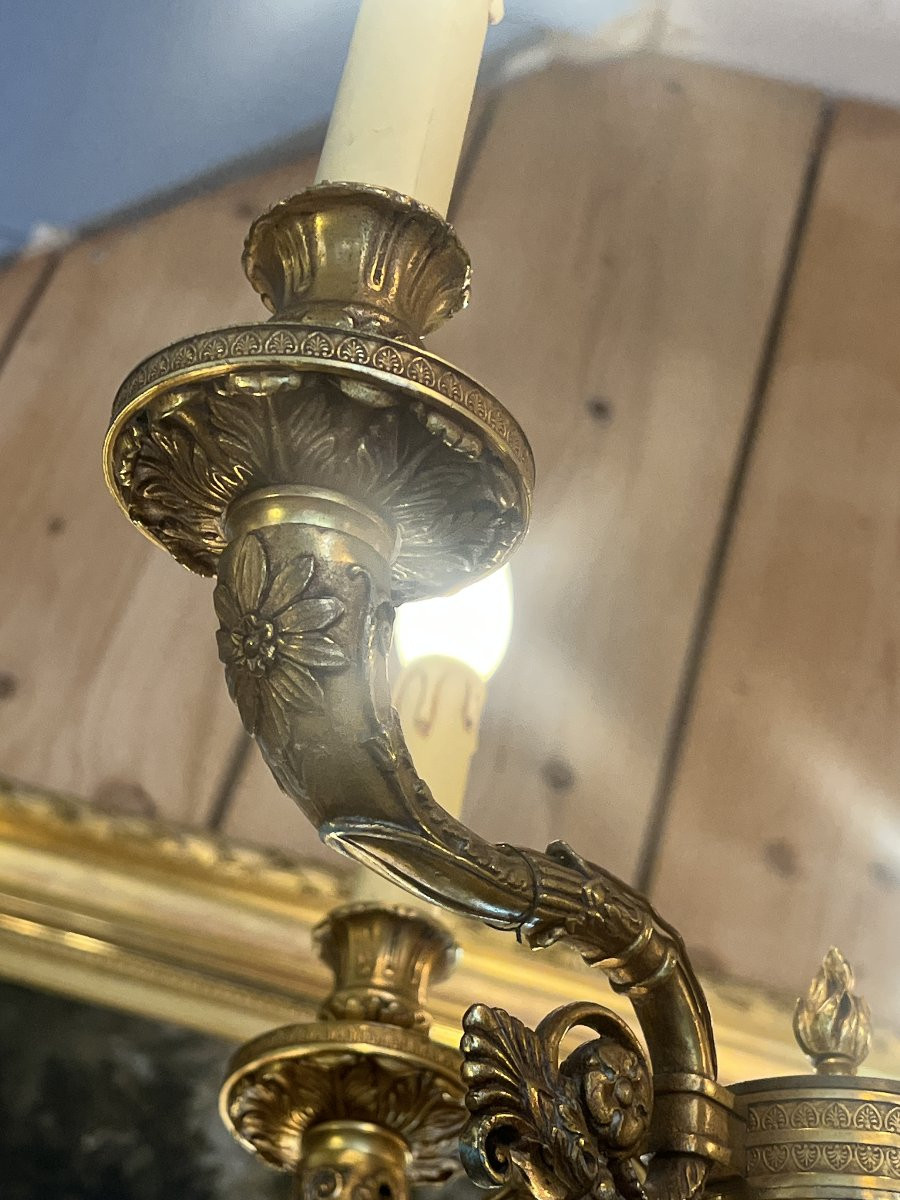 Contemporary Empire-style Chandelier In Sculpted Bronze, Illuminated By 8 Lights, High Quality-photo-2