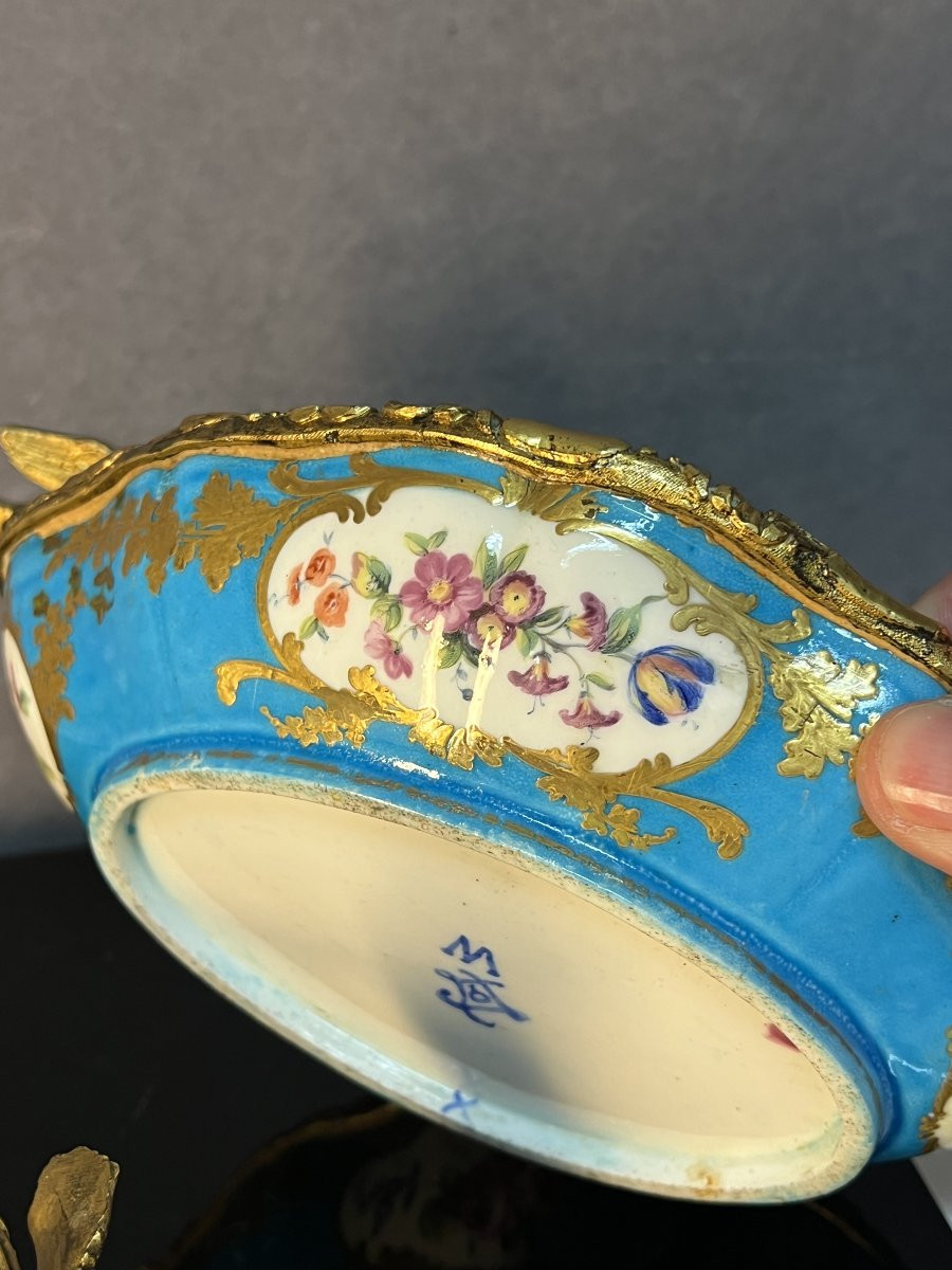 Porcelain Cup From The Sèvres Manufactory, Mounted On A Structure And Set In Gilt Bronze-photo-5