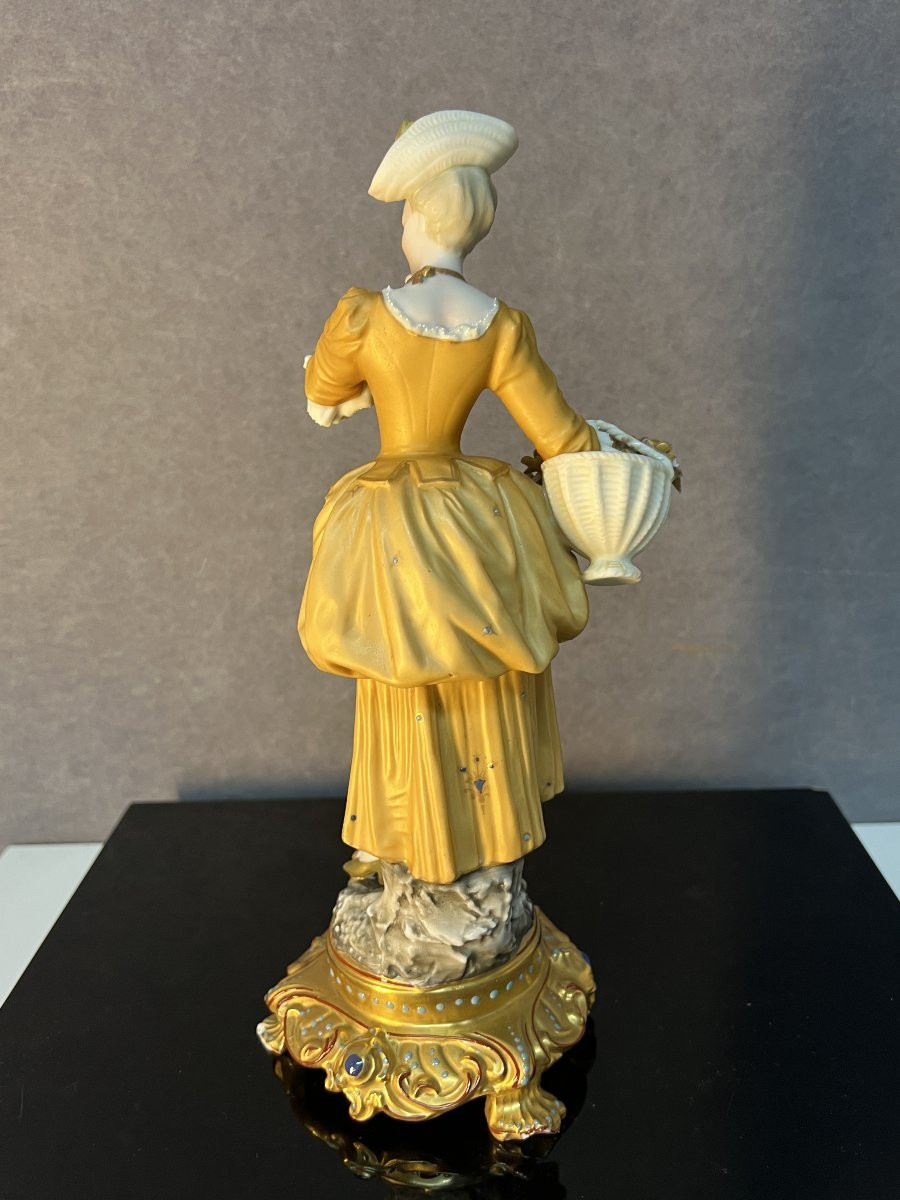 Pair Of Statuettes Depicting A Romantic Scene, In Polychrome Biscuit Porcelain, 19th Century Gilding-photo-6