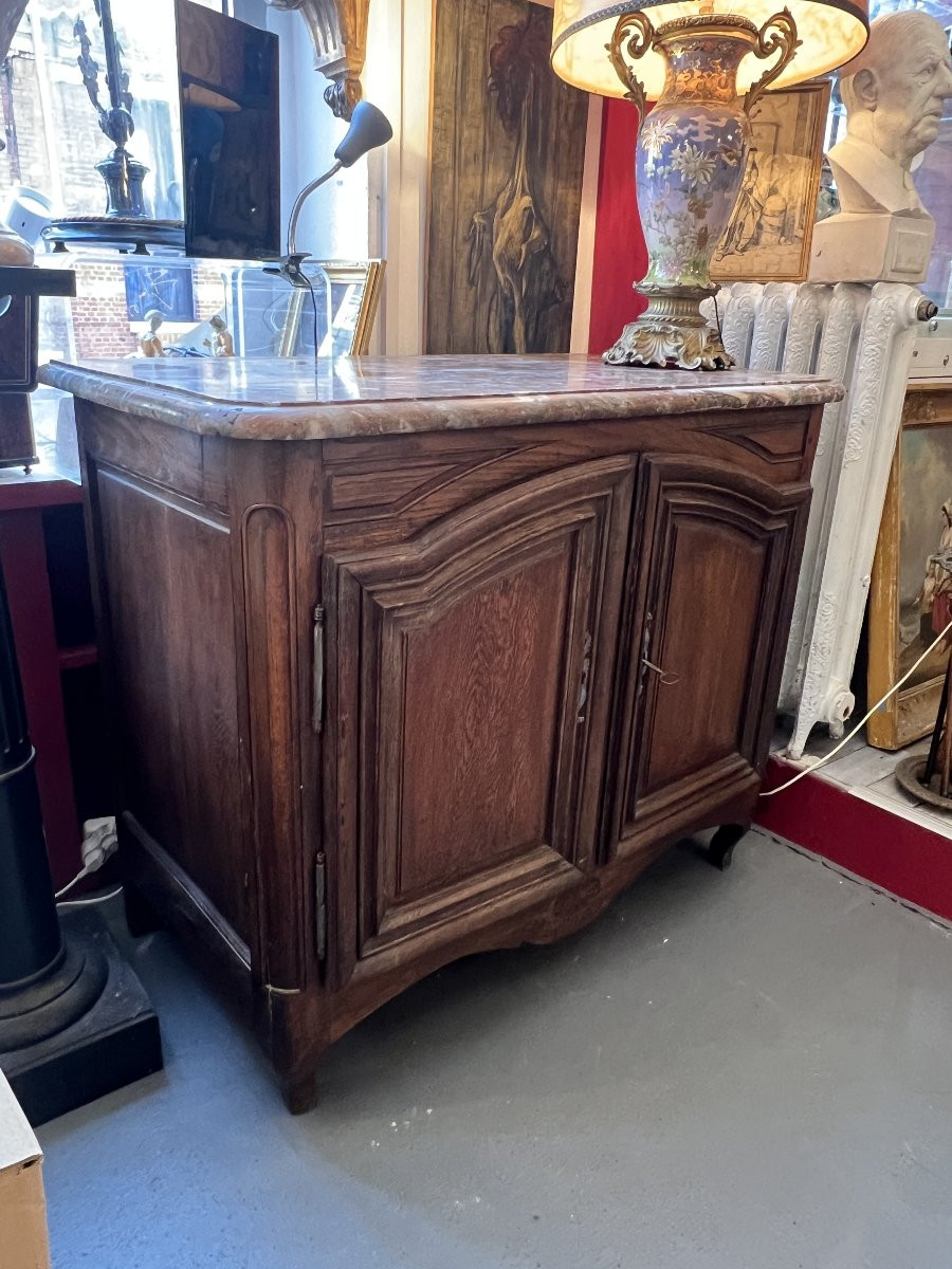 Louis XIV Style Oak Hunting Buffet, 18th Century, With Marble Top-photo-2