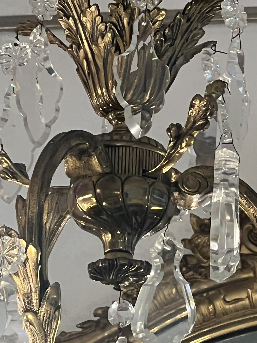 Bohème, paire de grand lustres de type cage style Louis XV en bronze laiton massif & pampilles -photo-7