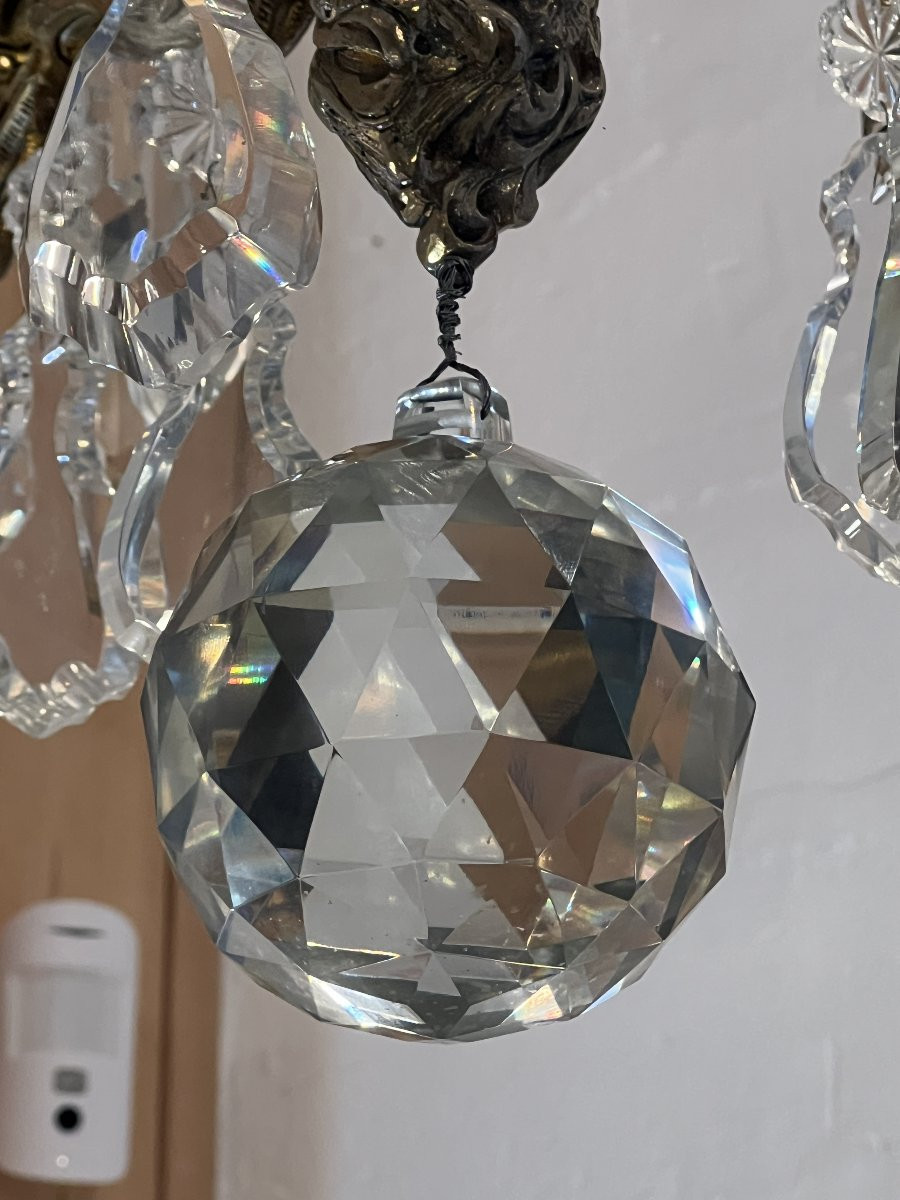 Bohème, paire de grand lustres de type cage style Louis XV en bronze laiton massif & pampilles -photo-8