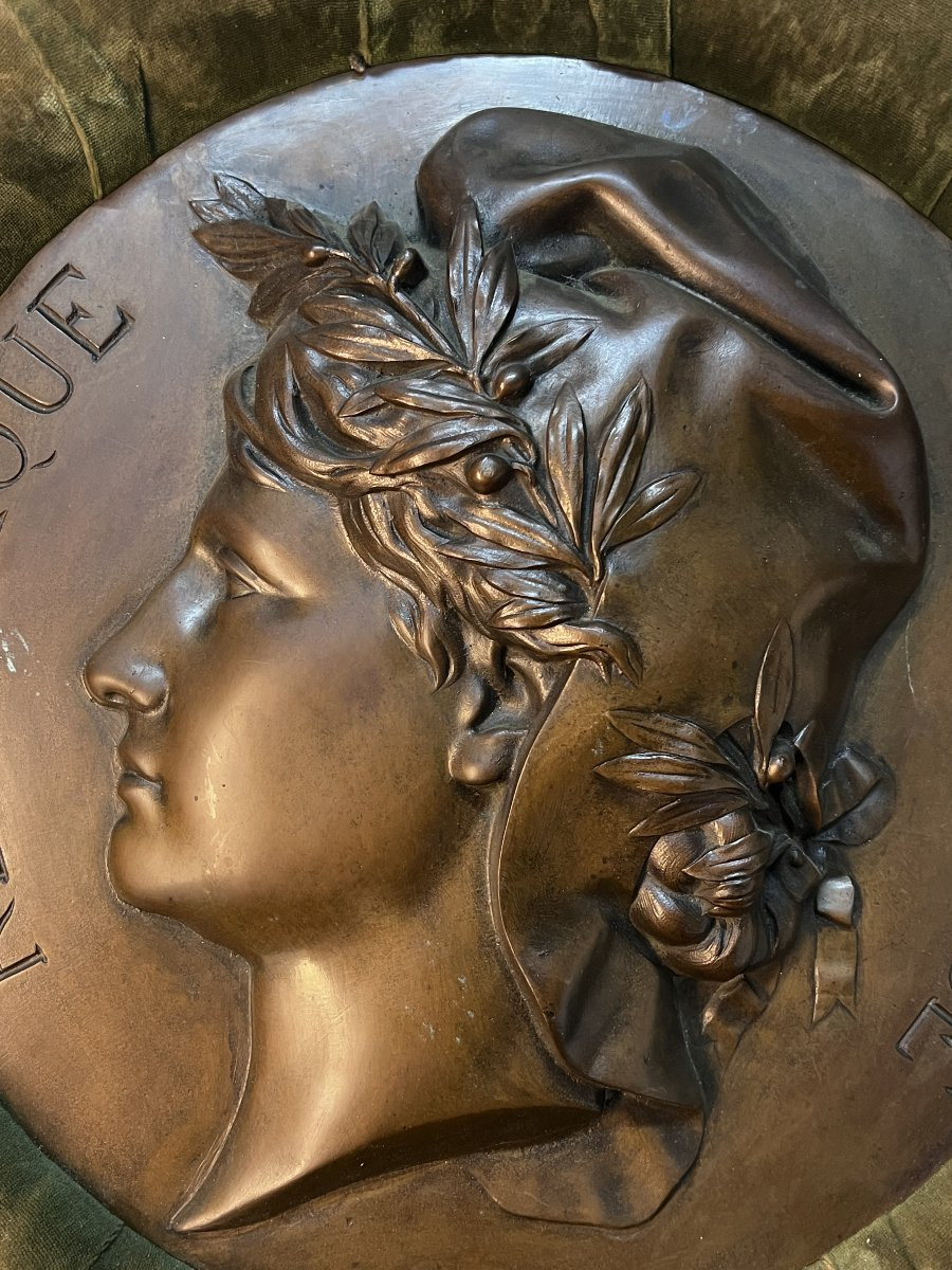 Médaillon en bronze de la Marianne, Symbole intemporel pour les mairies, collection France-photo-3