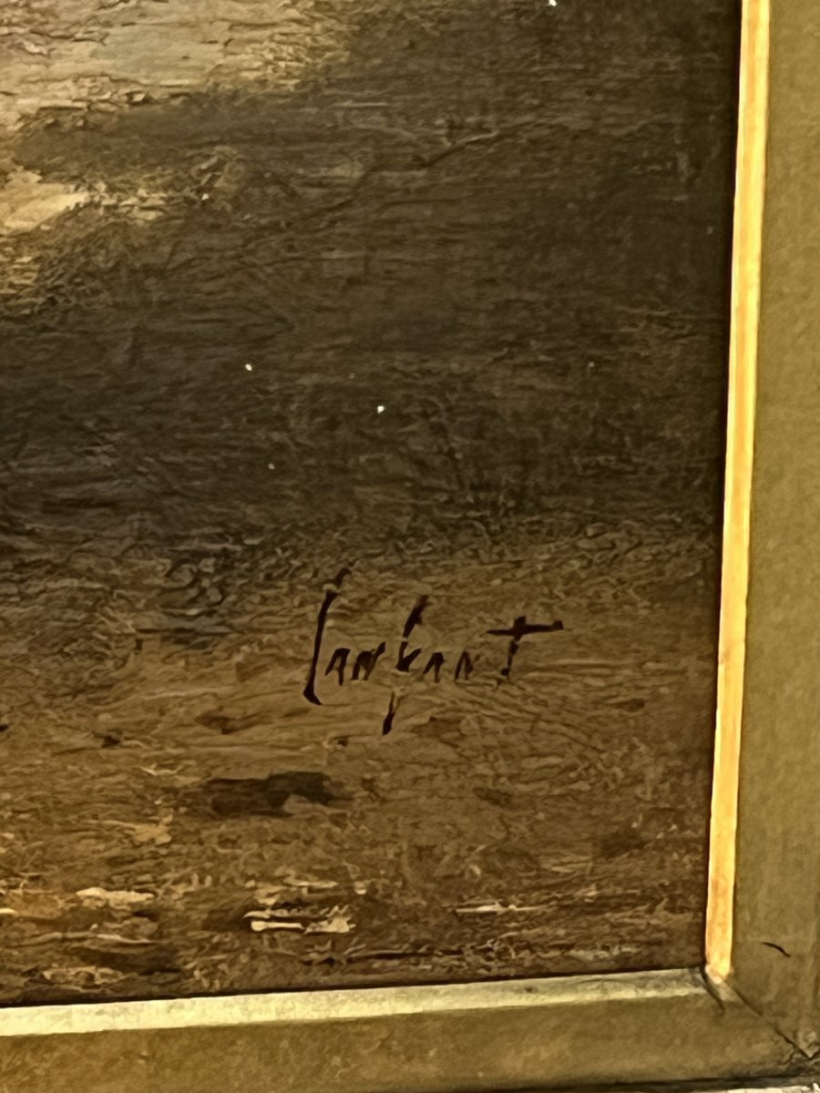 François Louis LANFANT de Metz ( 1814-1892 ) Le coup de canon, groupe d’enfant, huile / panneau-photo-5