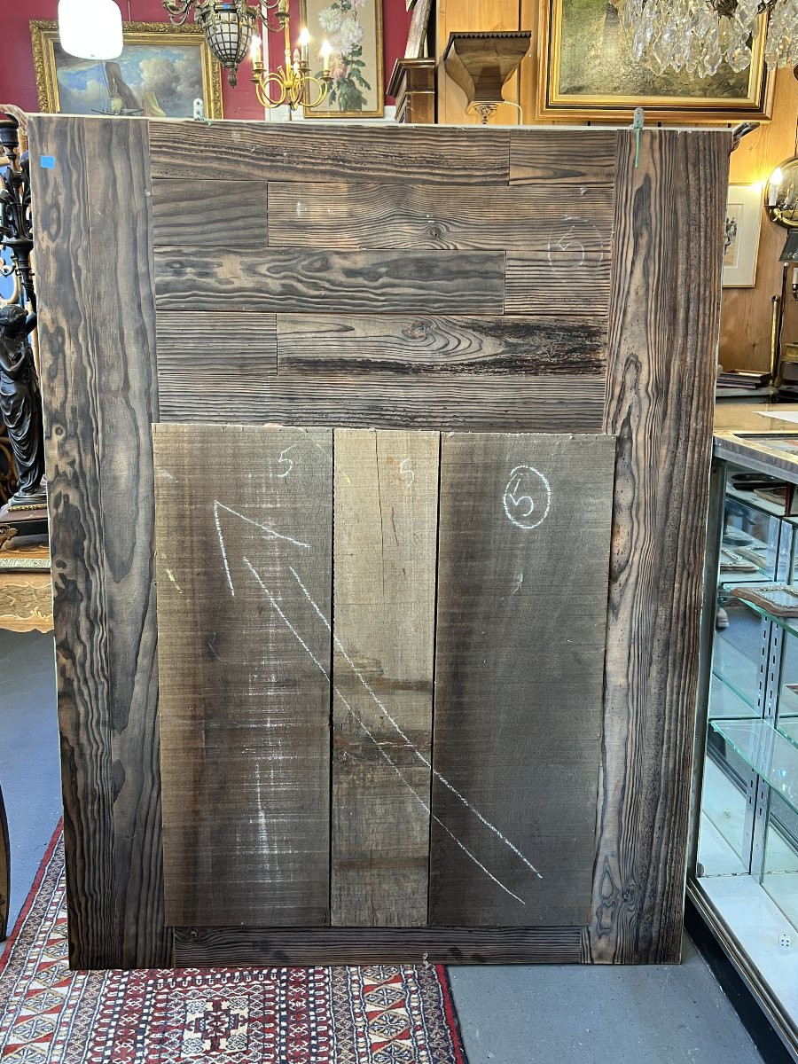 Trumeau en bois peint en vert et dorure, décor d’angelots et nœuds de style Louis XVI, du XXe S-photo-7