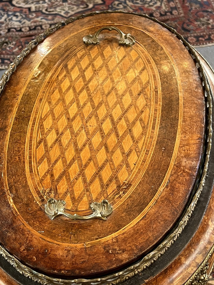 A Marquetry Jardinière In Precious Woods, Napoleon III Period, Mid-19th Century-photo-4