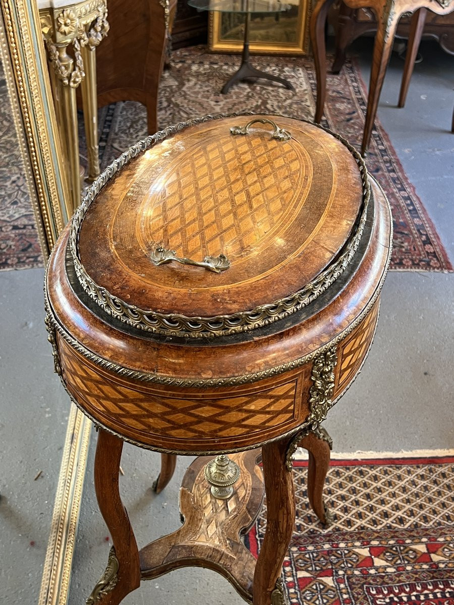 A Marquetry Jardinière In Precious Woods, Napoleon III Period, Mid-19th Century-photo-1