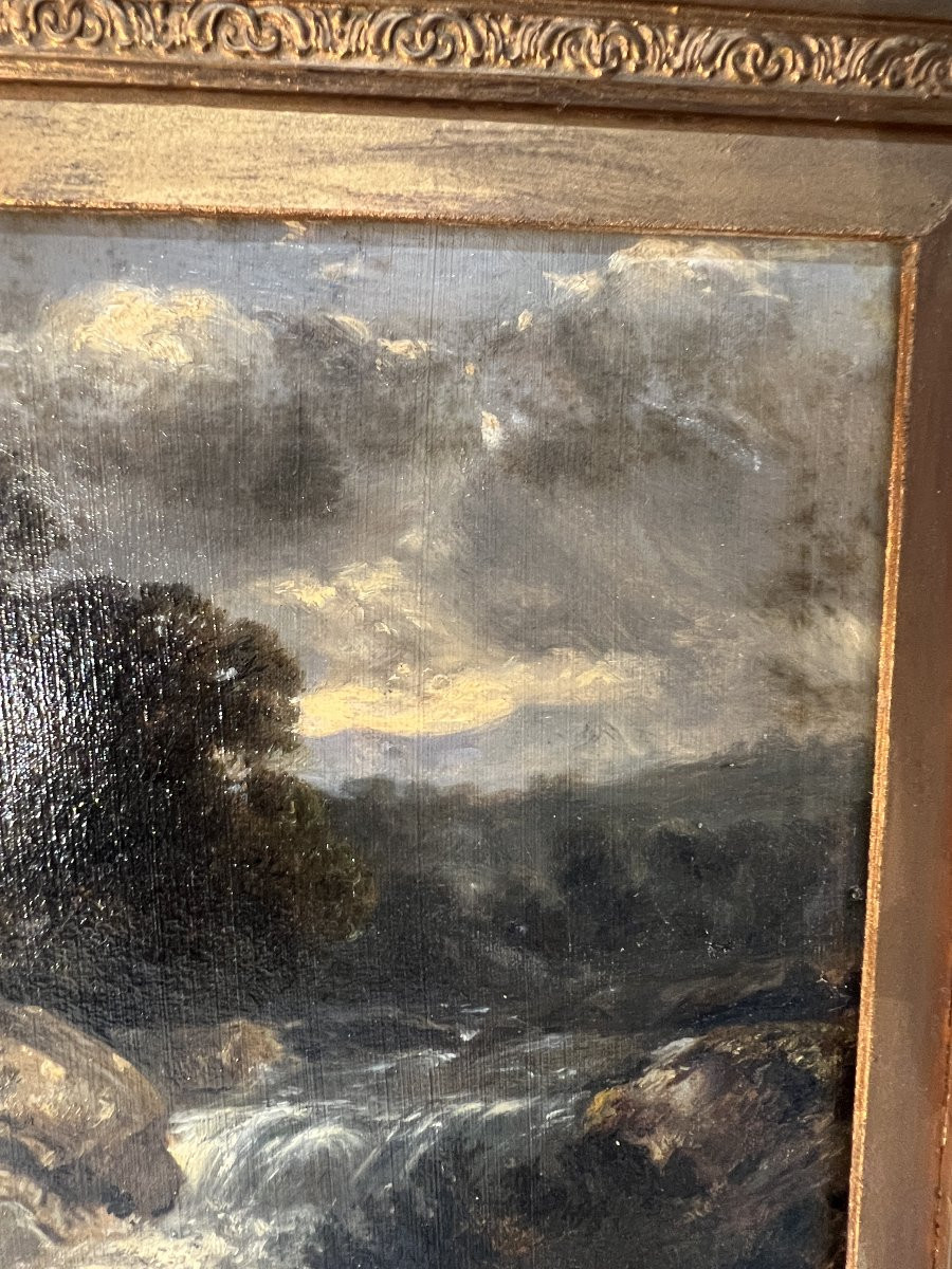 Alexandre Eugène Bellangé (1837-1895), HSC représentant une petite cascade, daté 1856-photo-3