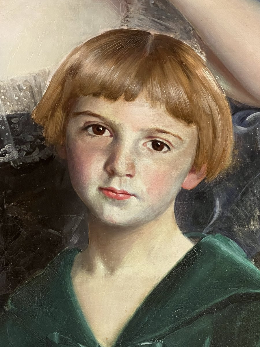 Grand tableau huile sur toile signé de Basile Lemeunier (1852-1922) et daté de 1920.-photo-5