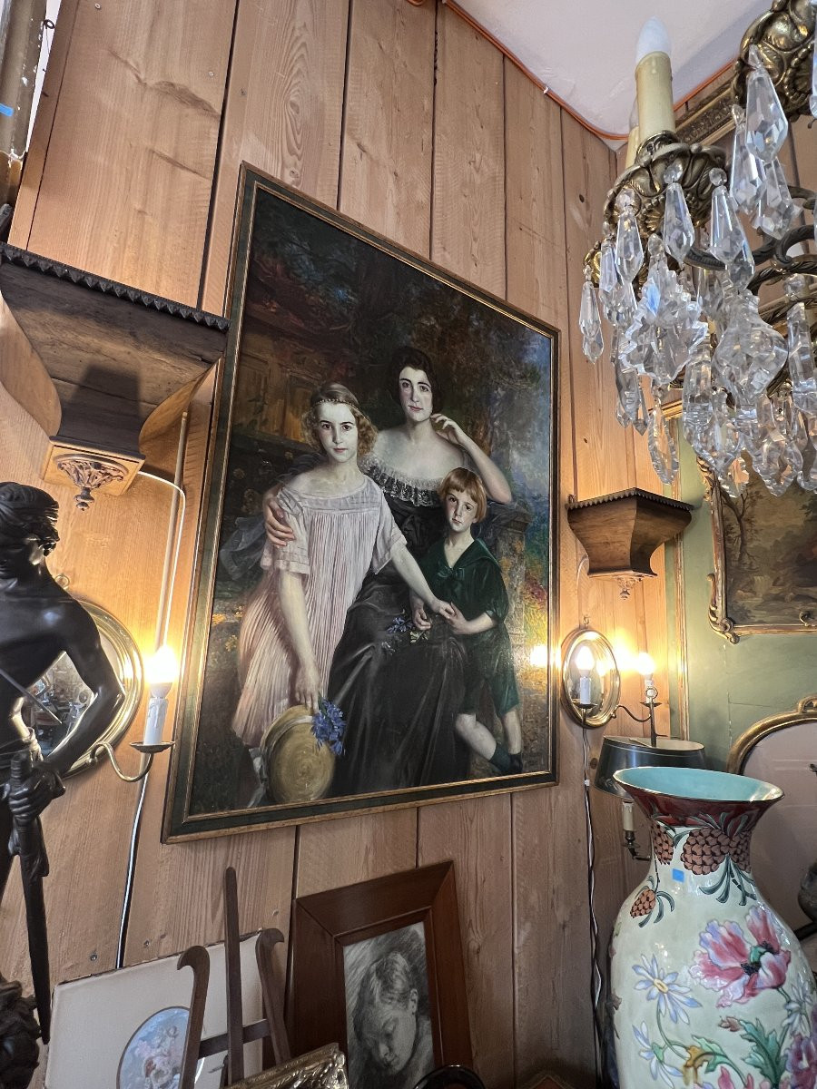 Grand tableau huile sur toile signé de Basile Lemeunier (1852-1922) et daté de 1920.-photo-8