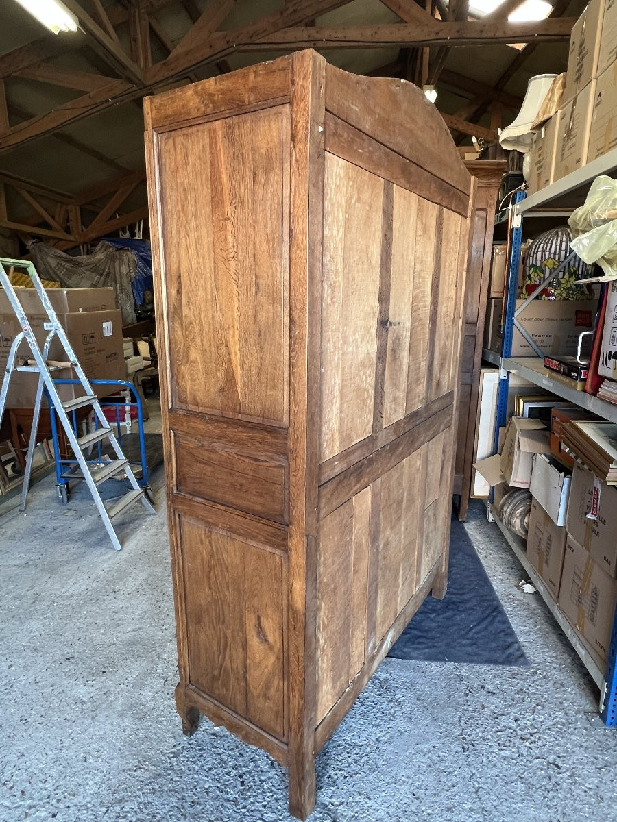 Armoire Normande Cauchoise en chêne moyen sculpté du XIXe siècle à chapeau de Gendarme-photo-7