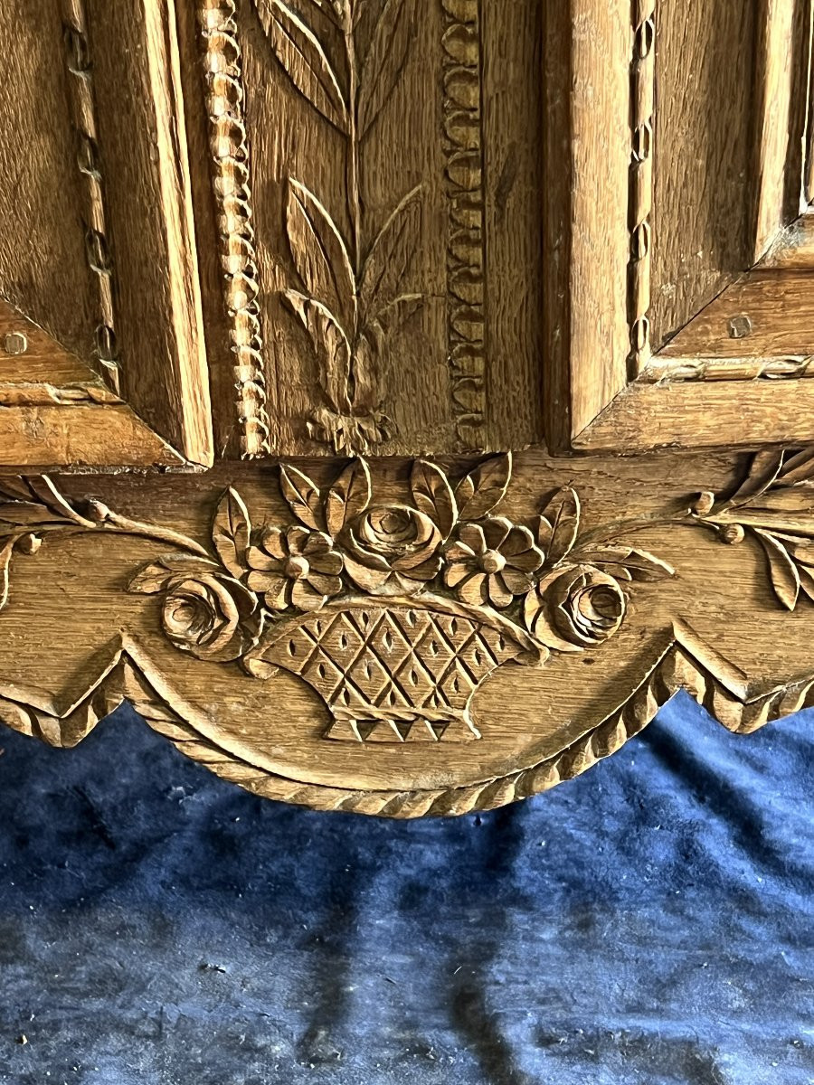 Armoire de mariage Normande XIXe siècle, au bouquets de fleurs et colombes-photo-2
