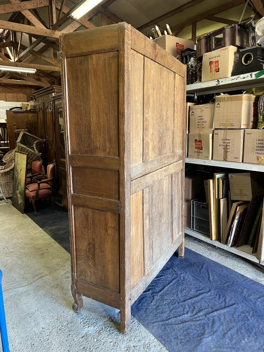 Armoire de mariage Normande XIXe siècle, au bouquets de fleurs et colombes-photo-6