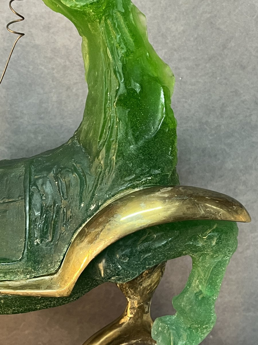 Sculpture Daum, " Cheval automobile " de Salvador DALI, en pâte de verre et bronze, N°  85/850-photo-3