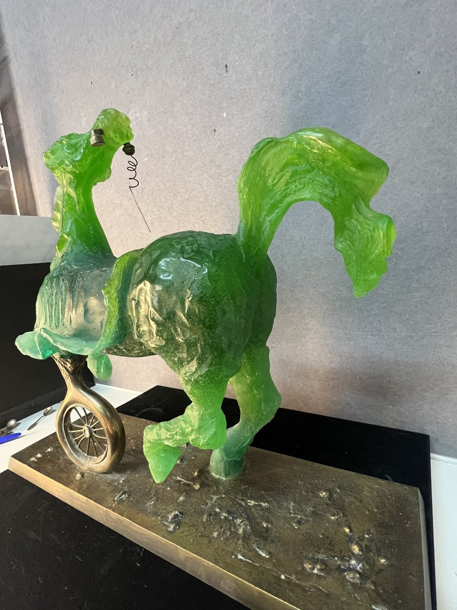 Sculpture Daum, " Cheval automobile " de Salvador DALI, en pâte de verre et bronze, N°  85/850-photo-8