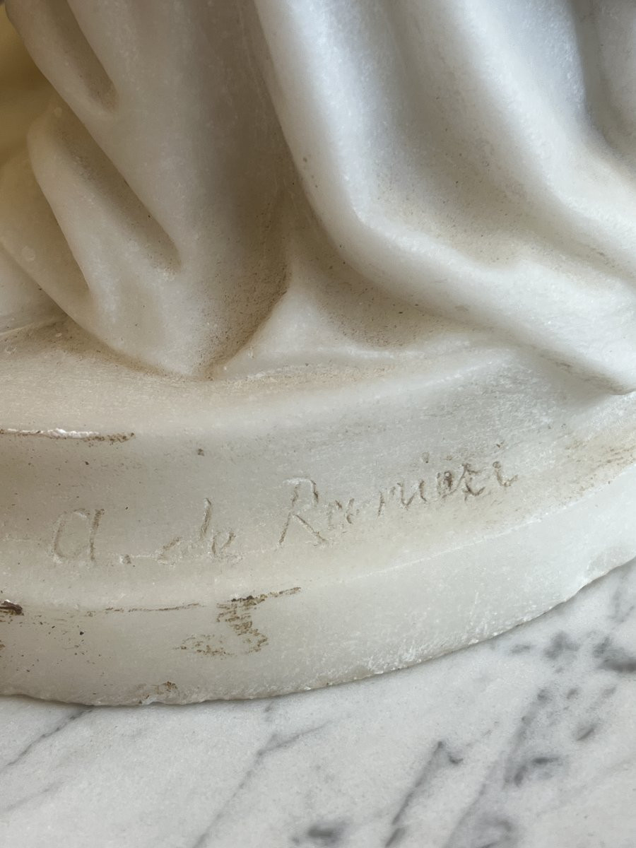 Sculpture en marbre signée Aristide De Ranieri (1865-1954)  L’Effleurement de la Margueritte-photo-6
