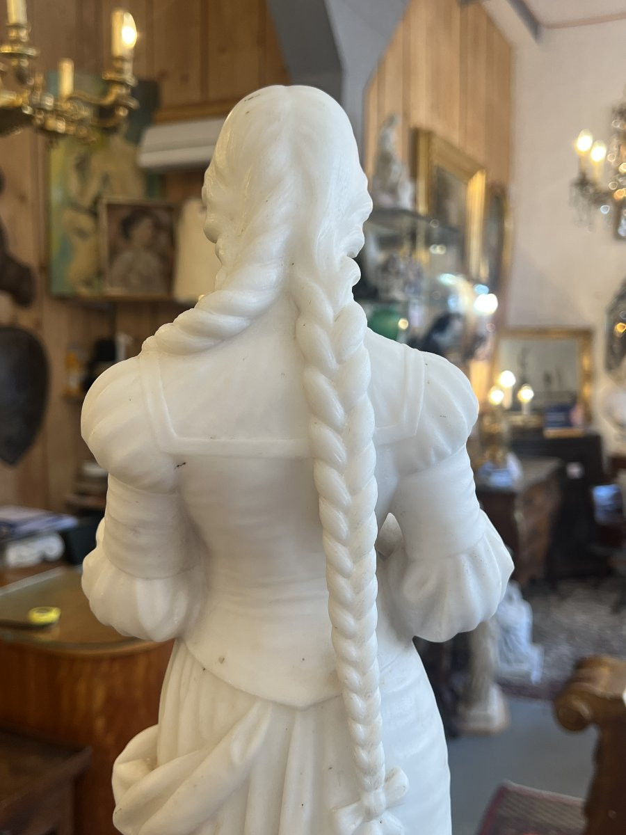 Sculpture en marbre signée Aristide De Ranieri (1865-1954)  L’Effleurement de la Margueritte-photo-7