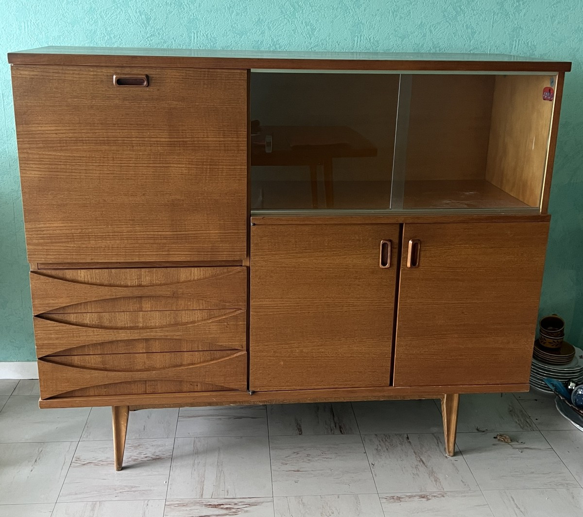 Scandinavian Style Furniture, Brand "eros" In Light Teak, Circa 1960