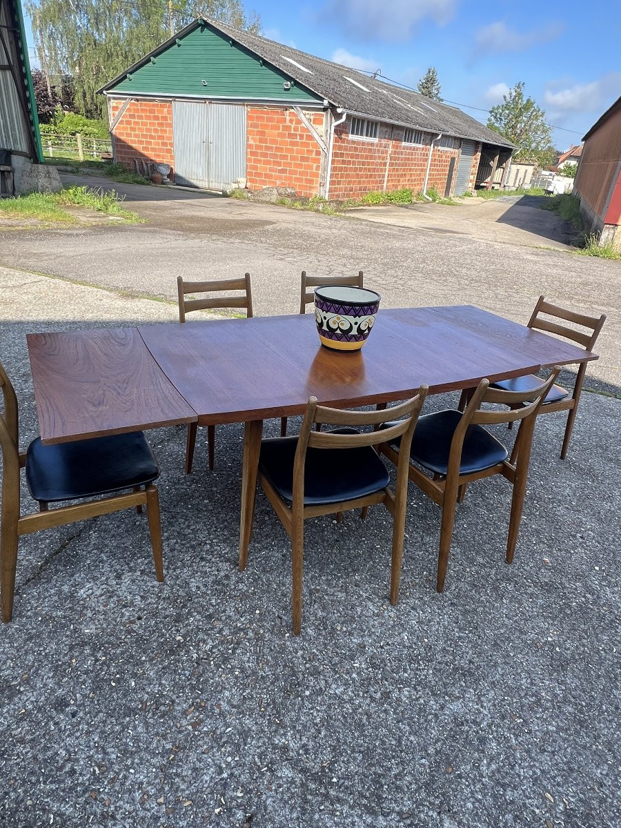 Table avec rallonges en teck, style scandinave, édition EROS, vers 1960,  dimensions 227x 90 cm-photo-2