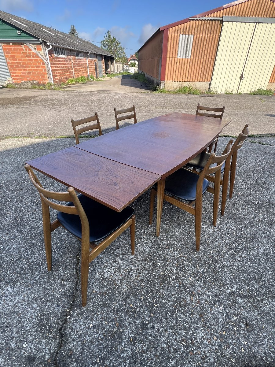 Table avec rallonges en teck, style scandinave, édition EROS, vers 1960,  dimensions 227x 90 cm-photo-3