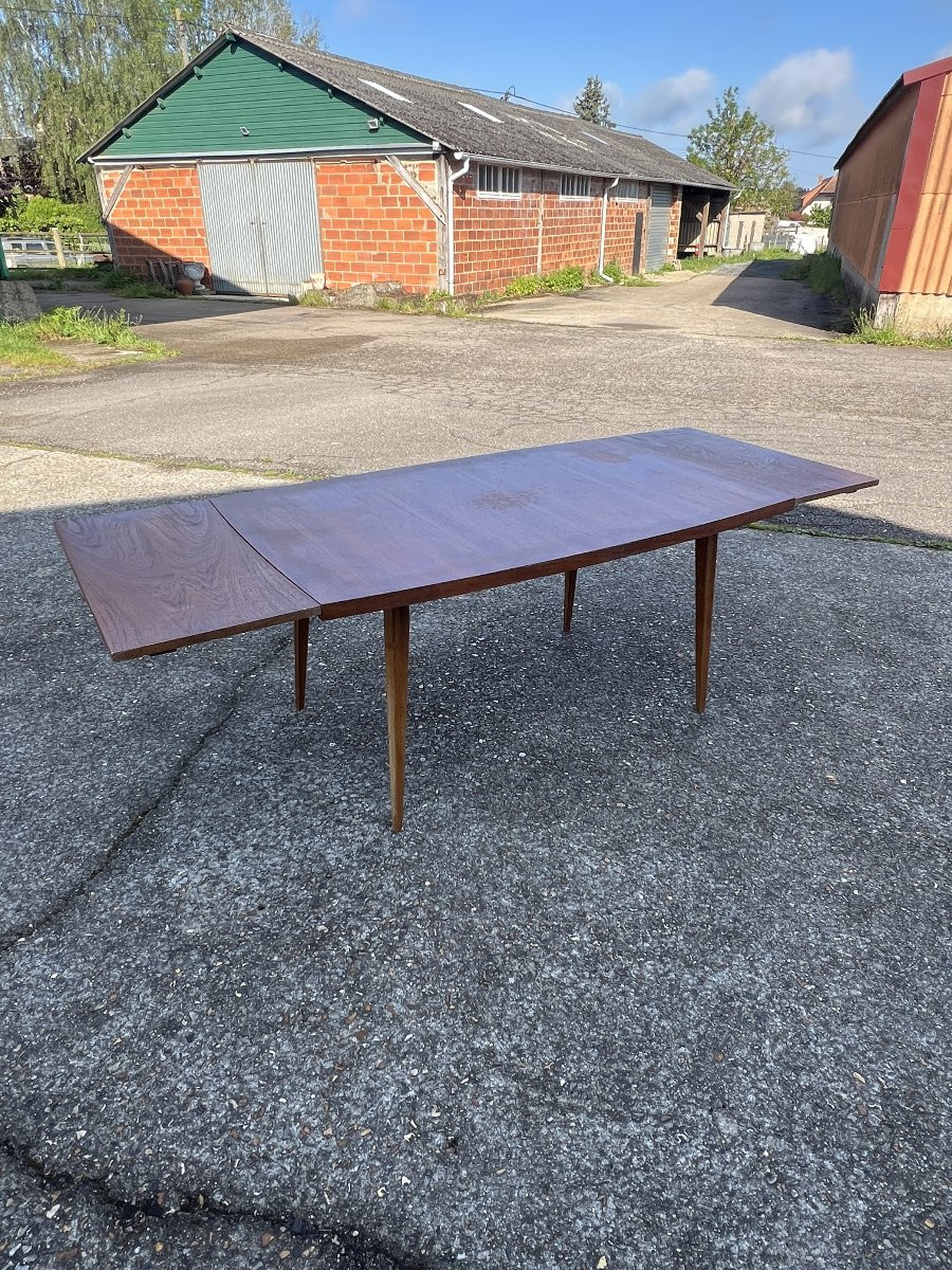 Table avec rallonges en teck, style scandinave, édition EROS, vers 1960,  dimensions 227x 90 cm-photo-1
