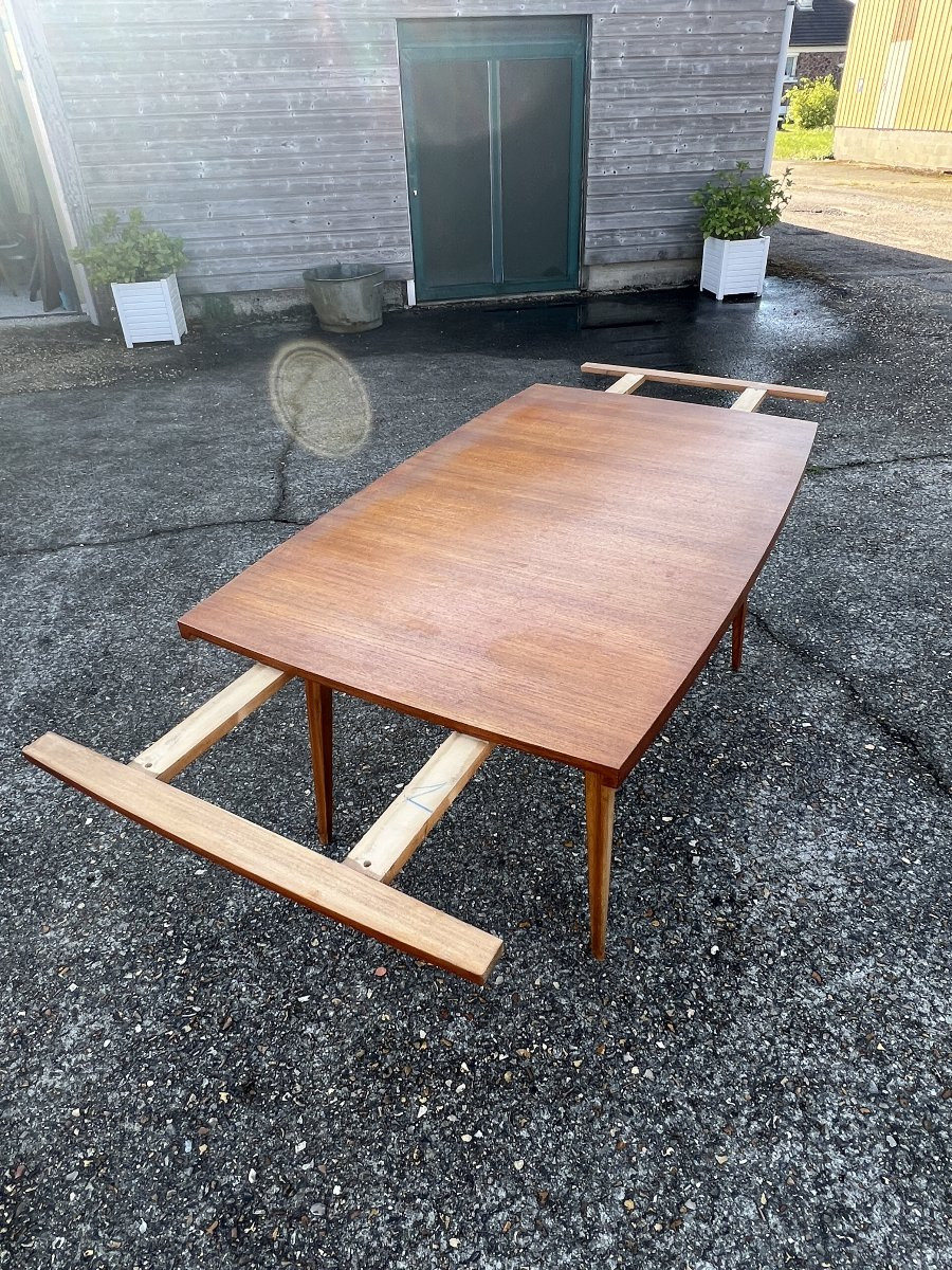 Table avec rallonges en teck, style scandinave, édition EROS, vers 1960,  dimensions 227x 90 cm-photo-3