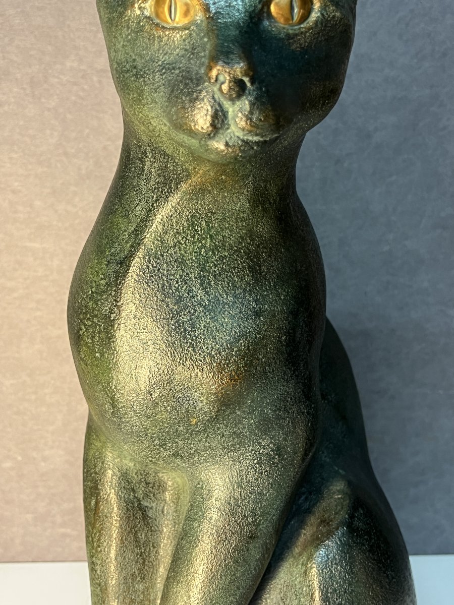 Bronze Cat By Maria Romagnoli, Signed And Numbered 3/8 And Dated 1995, Fondeur Candide à Paris-photo-3