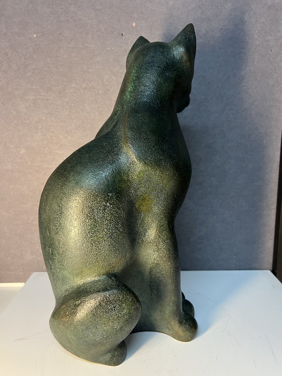 Bronze Cat By Maria Romagnoli, Signed And Numbered 3/8 And Dated 1995, Fondeur Candide à Paris-photo-4
