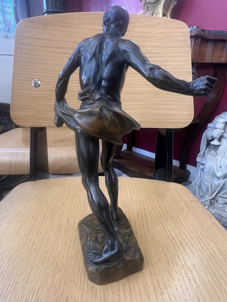 Henri Désiré Gauquié - The Sower ( Fac Et Spera ), Solid Bronze Sculpture With Patina 32 Cm-photo-4
