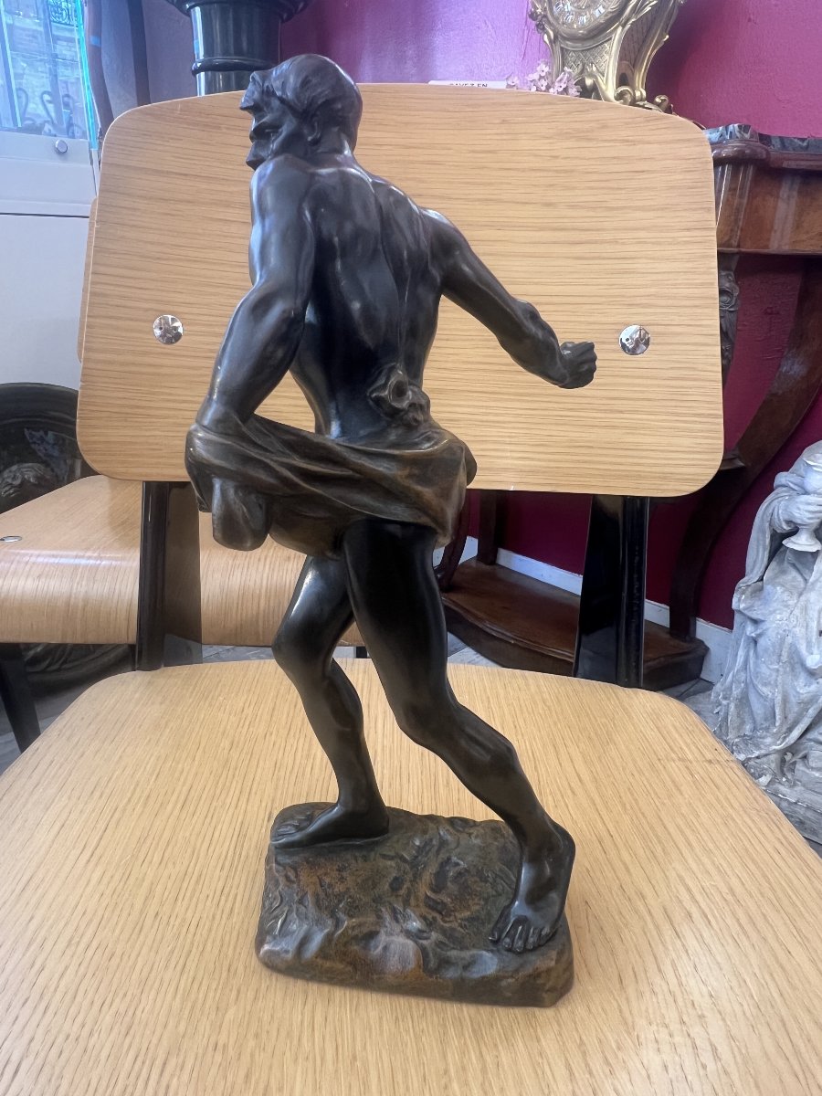 Henri Désiré Gauquié - The Sower ( Fac Et Spera ), Solid Bronze Sculpture With Patina 32 Cm-photo-1
