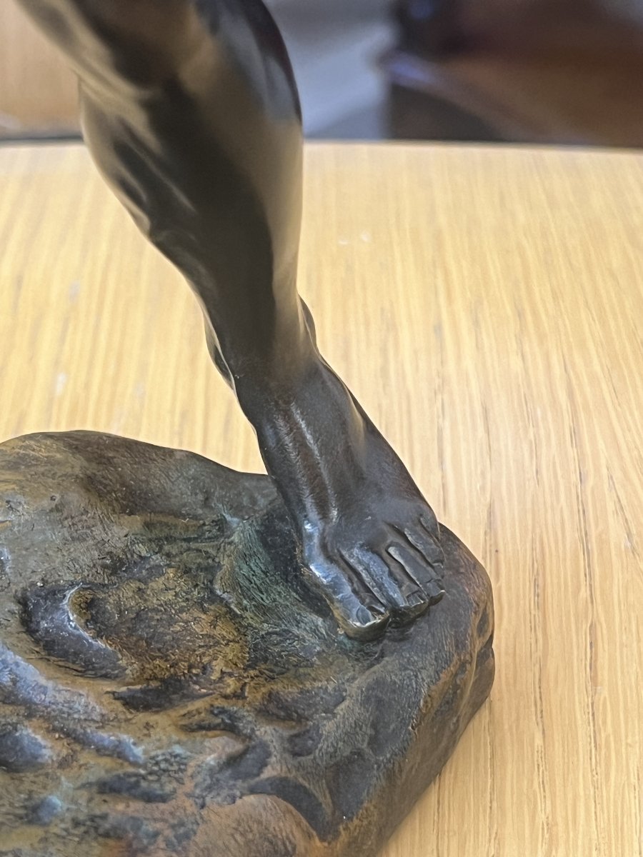 Henri Désiré Gauquié - The Sower ( Fac Et Spera ), Solid Bronze Sculpture With Patina 32 Cm-photo-4