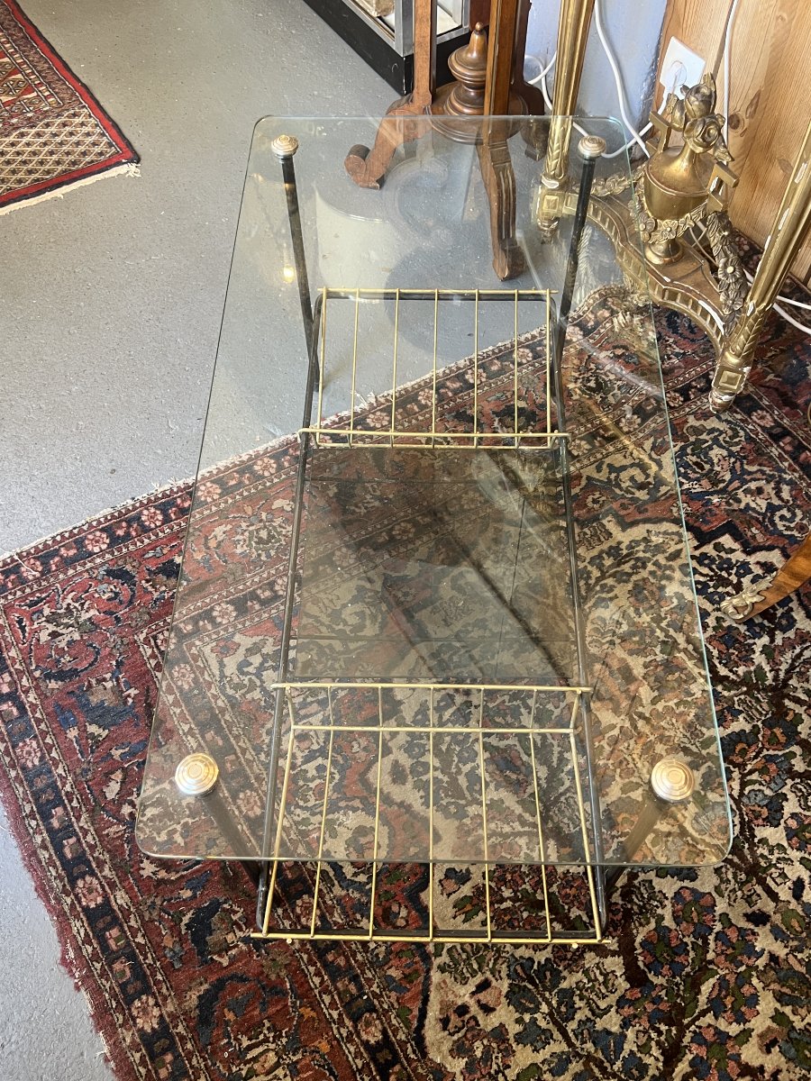 Black Steel Coffee Table With Magazine Holder Attributed To Pierre Guariche For Airborne, 1950s-photo-3