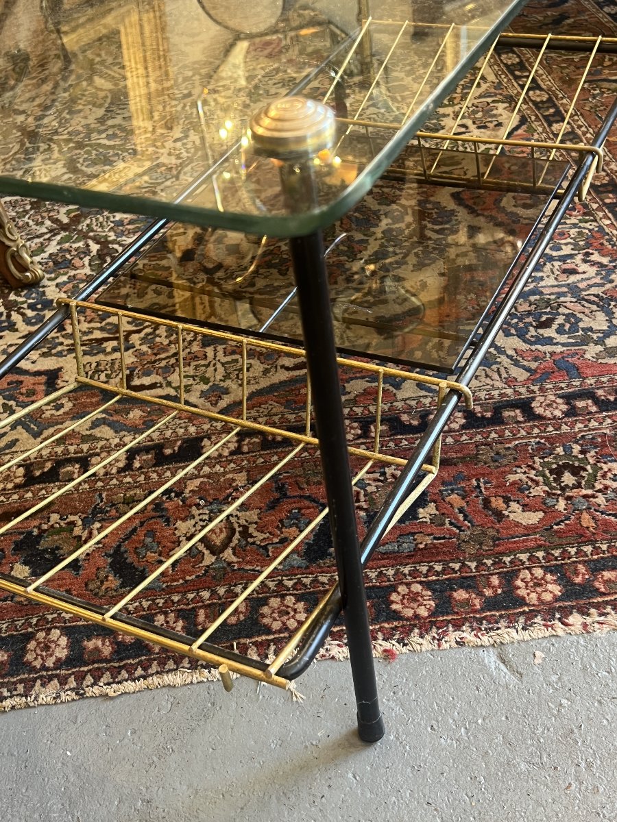 Black Steel Coffee Table With Magazine Holder Attributed To Pierre Guariche For Airborne, 1950s-photo-6