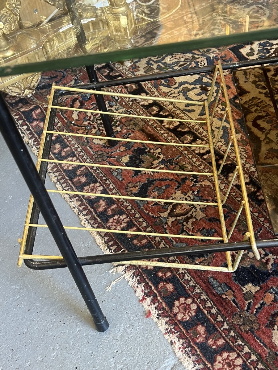 Black Steel Coffee Table With Magazine Holder Attributed To Pierre Guariche For Airborne, 1950s-photo-7