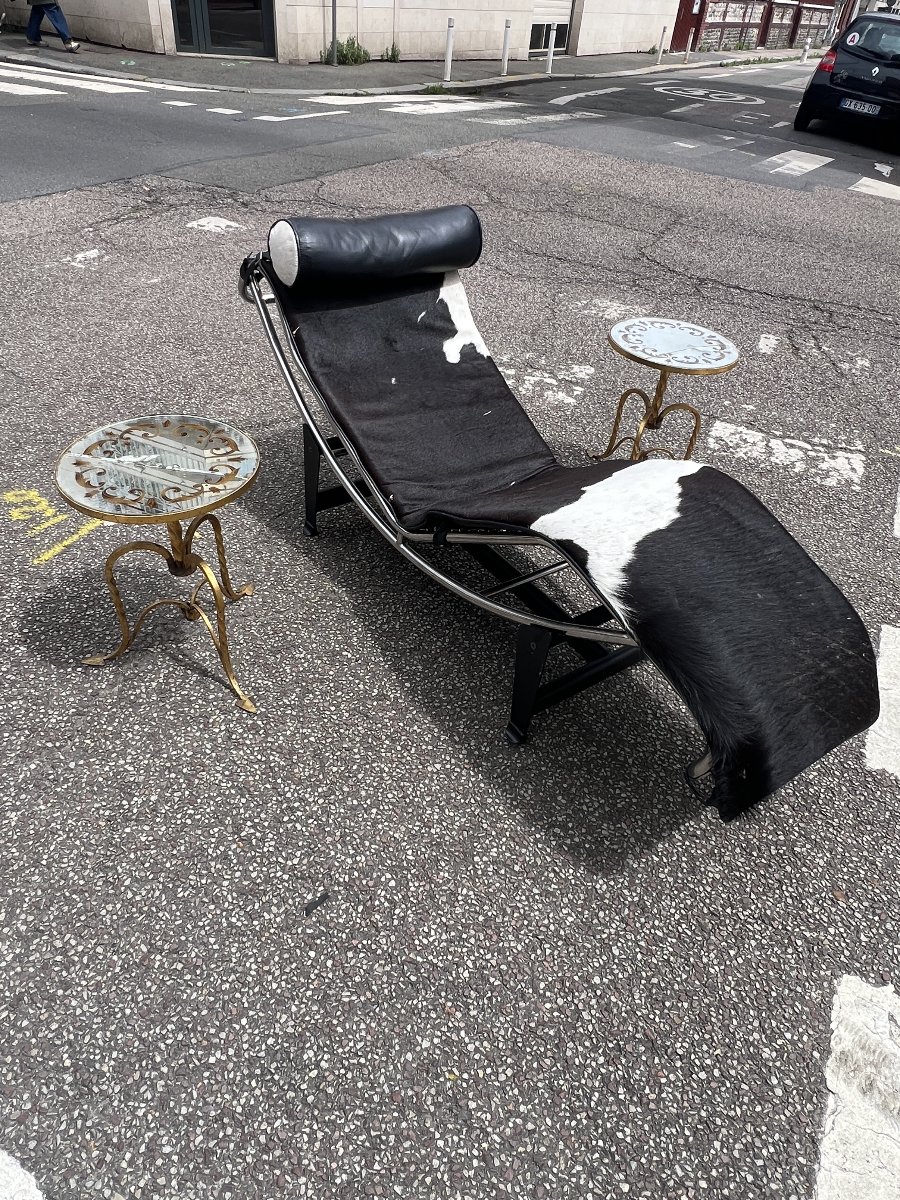 Pair Of Small Gilded Wrought-iron Settees Or Sofa Ends, Typical Of The 1950s/1960s.-photo-2