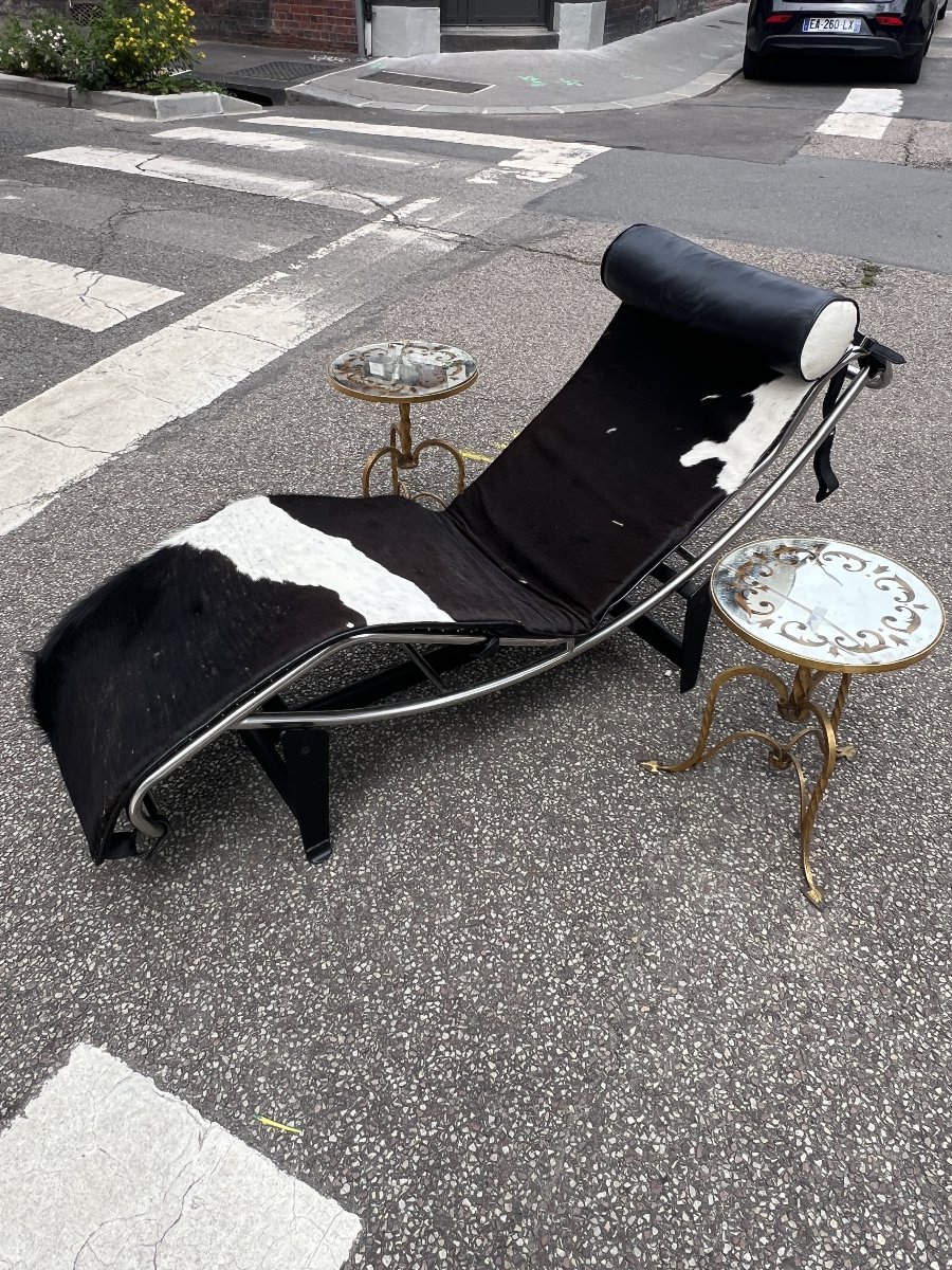 Pair Of Small Gilded Wrought-iron Settees Or Sofa Ends, Typical Of The 1950s/1960s.-photo-4