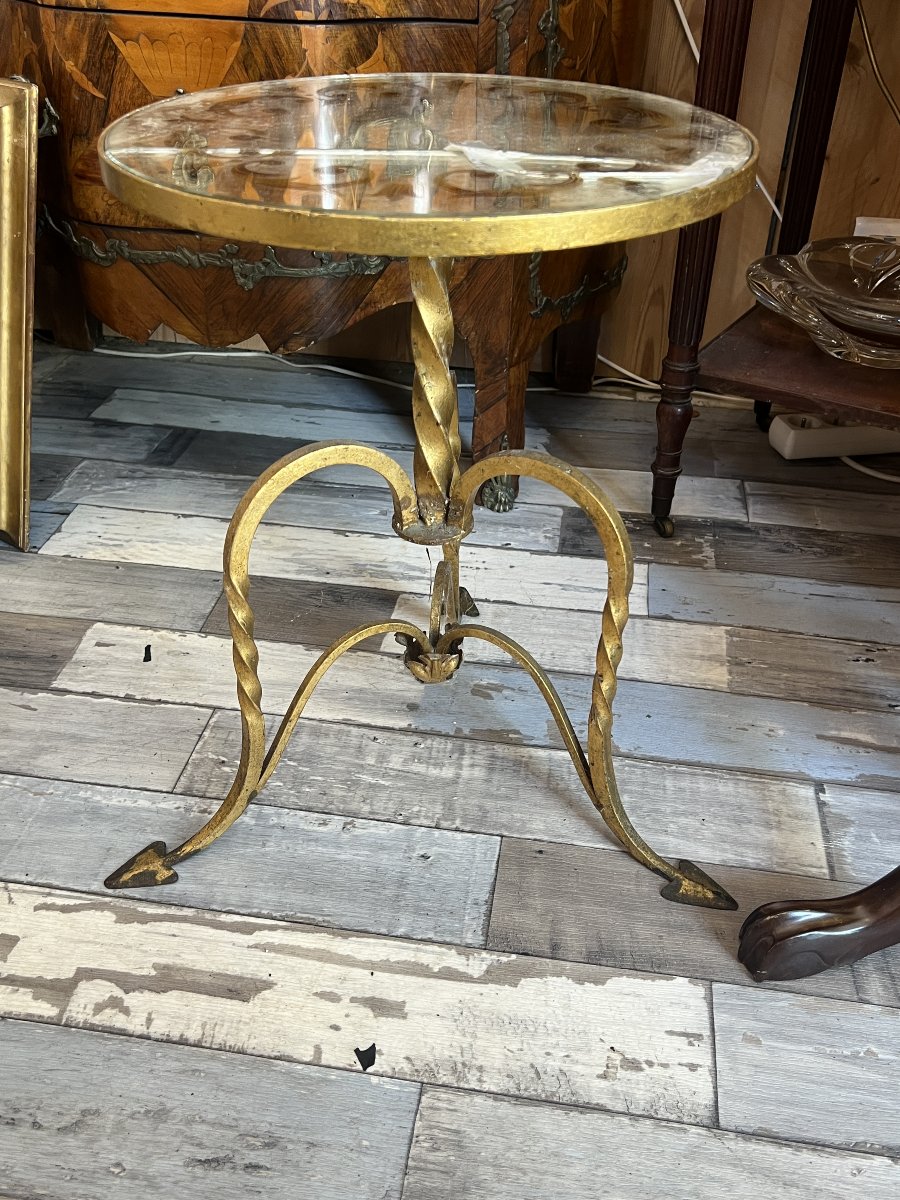 Pair Of Small Gilded Wrought-iron Settees Or Sofa Ends, Typical Of The 1950s/1960s.-photo-2