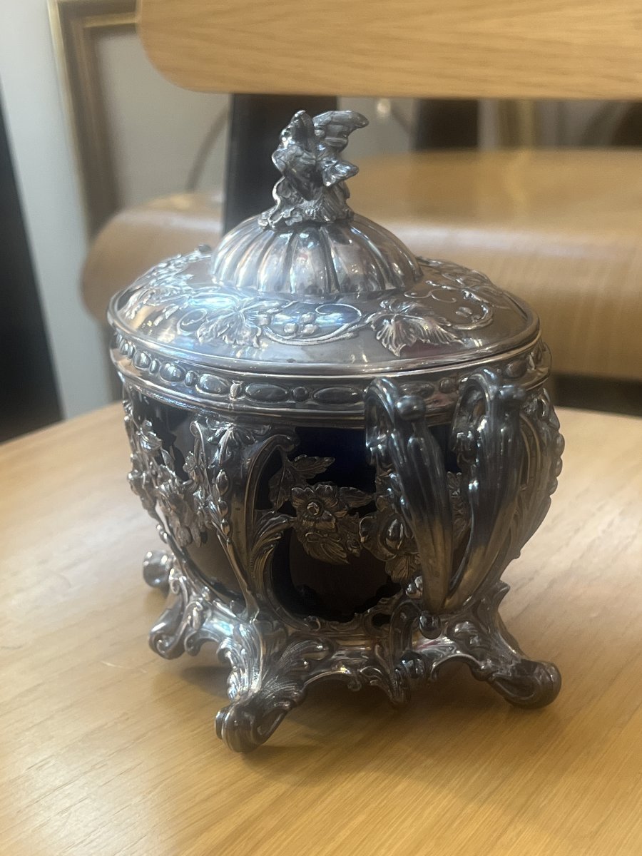 Sugar Bowl In Minèrve-patterned Sterling Silver With A Classic, Timeless Design-photo-2