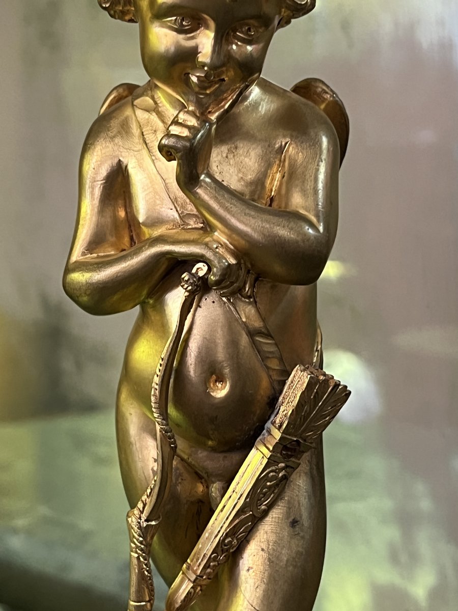 Alfred Louis Habert (1824–1893) Cupidon méditant, 1861, Bronze à patine dorée-photo-3