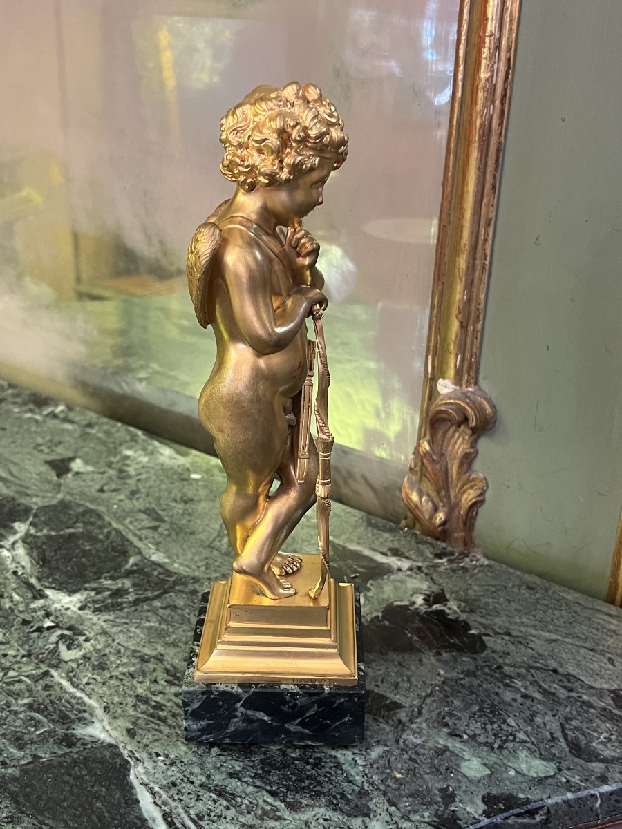 Alfred Louis Habert (1824–1893) Cupidon méditant, 1861, Bronze à patine dorée-photo-3