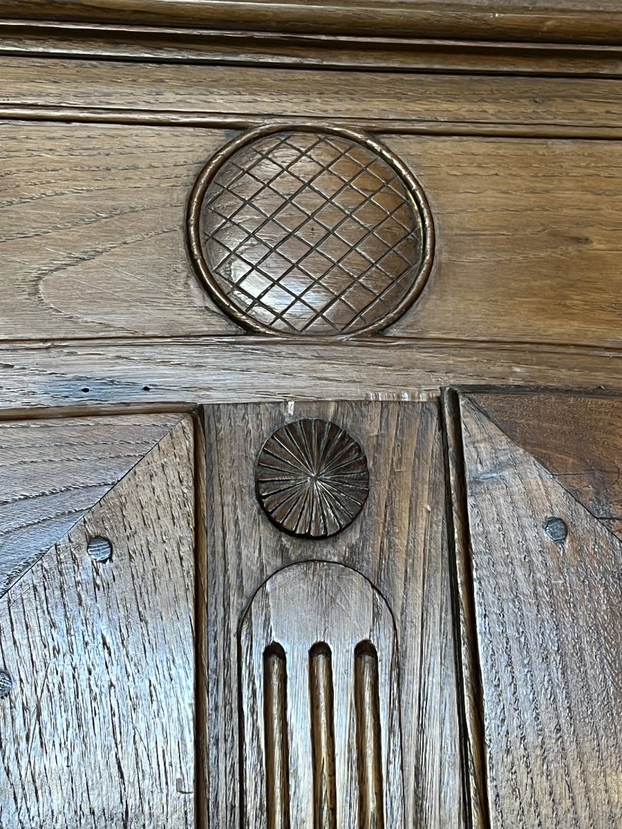 Ancienne armoire en bois sculpté du début du XIXe siècle , petite taille, Hauteur 211 cm-photo-2