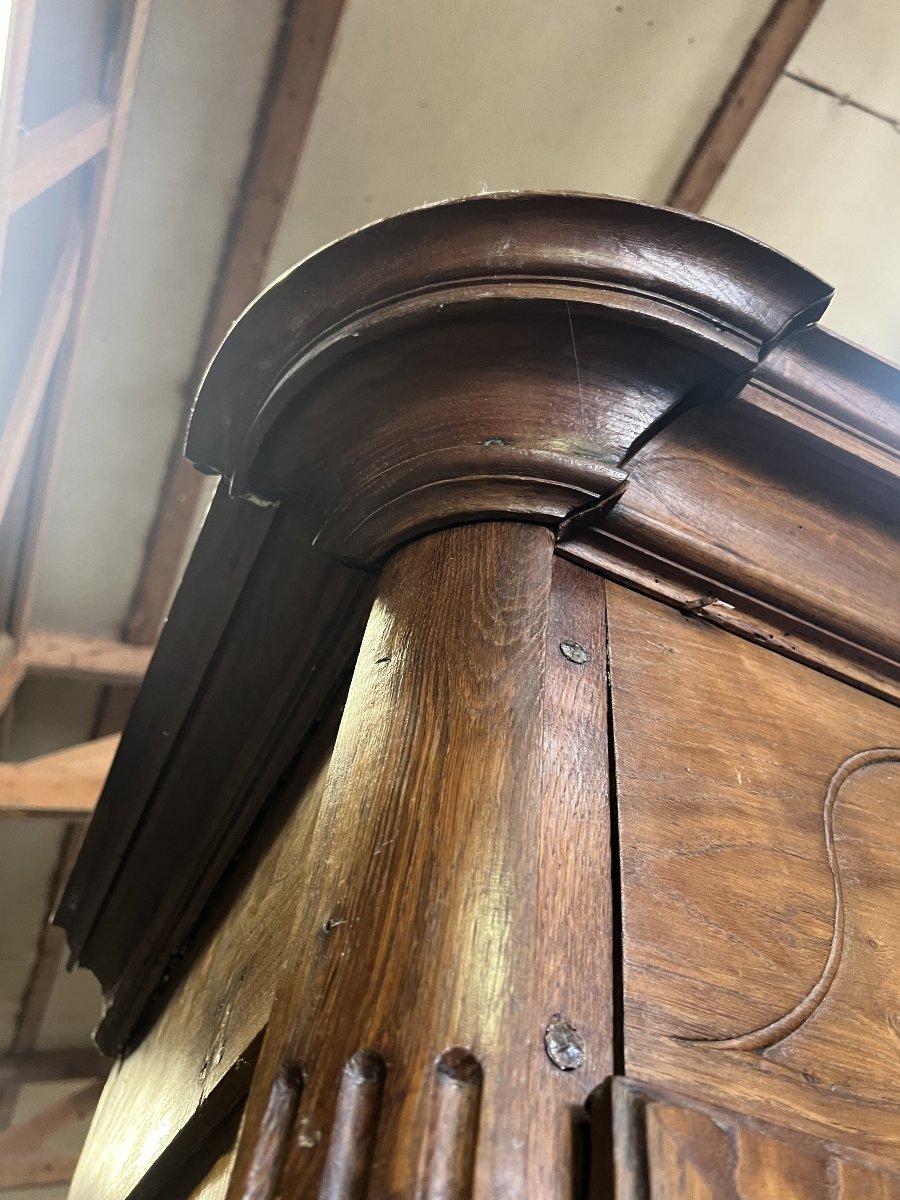 Ancienne armoire en bois sculpté du début du XIXe siècle , petite taille, Hauteur 211 cm-photo-5