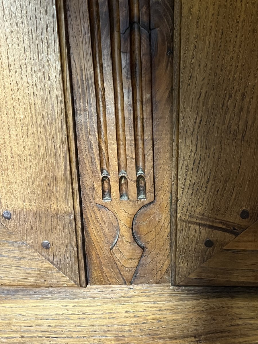 Ancienne armoire en bois sculpté du début du XIXe siècle , petite taille, Hauteur 211 cm-photo-8