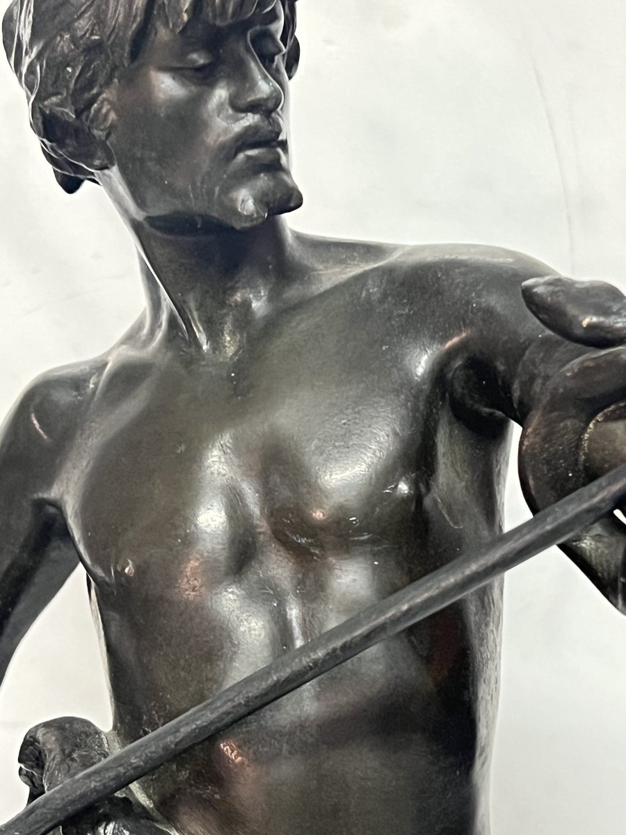 Eugène Marioton (1857–1933), Fascinateur Bronze à patine brune, Fin du XIXe siècle-photo-3
