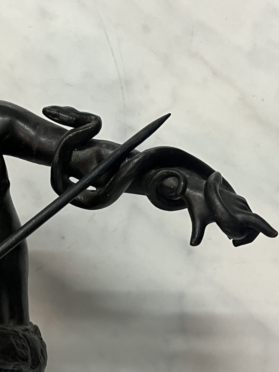Eugène Marioton (1857–1933), Fascinateur Bronze à patine brune, Fin du XIXe siècle-photo-4